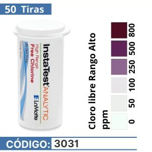 LaMotte 3031 | Tiras reactivas para cloro libre Rango Alto (50 tiras)