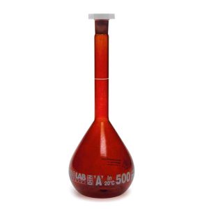 Fiola de vidrio ambar aforada clase "a" ns 12/21 25 ml ISOLAB (014.01.026)