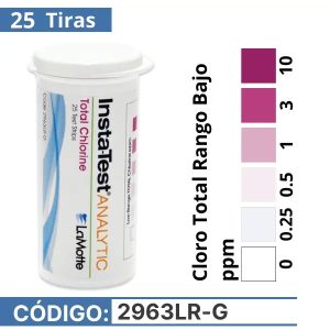 LaMotte 2963LR-G | Tiras Reactivas Cloro Total Rango Bajo