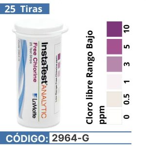 LaMotte 2964-G | Tiras Reactivas de Cloro Libre Rango Bajo