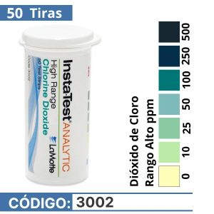 LaMotte 3002 | Tiras Reactivas de Dióxido de Cloro Rango Alto