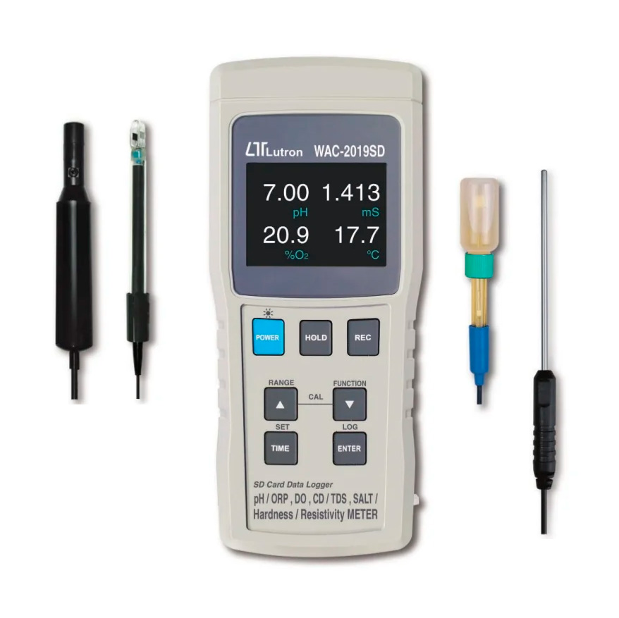 Lutron WAC-2019SD | Multiparámetro para calidad de agua mide | pH, ORP, OD y CE/TDS